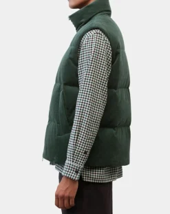 Doudoune sans manches en Velours milleraies 100% Coton Bio verte