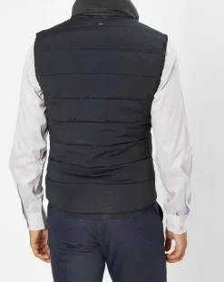 Doudoune sans manches pied-de-poule noire