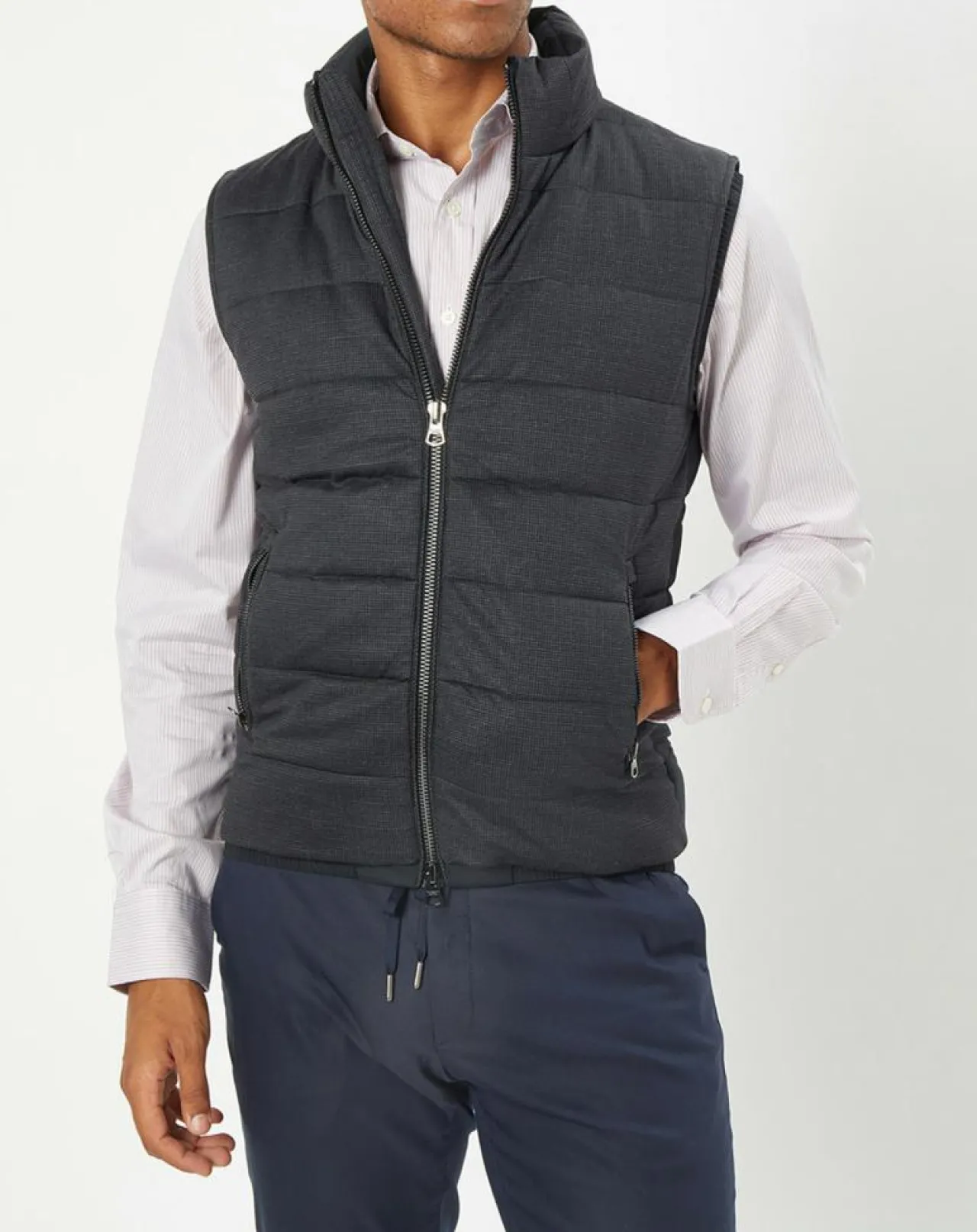 Doudoune sans manches pied-de-poule noire