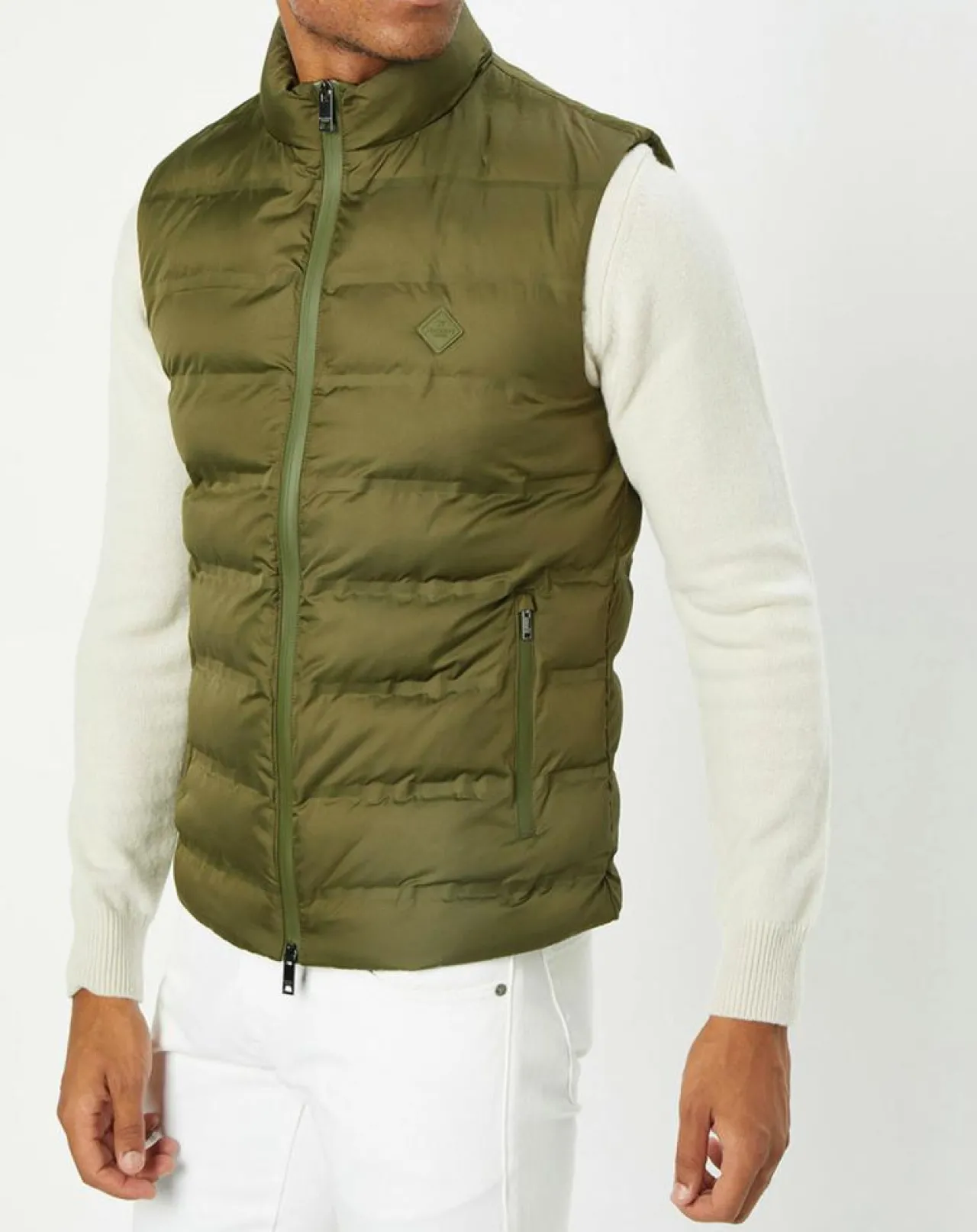 Doudoune sans manches unie kaki