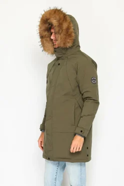 Doudoune semi-longue imperméable avec isolation thermique jusqu'à -20 °C kaki