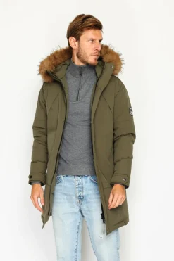 Doudoune semi-longue imperméable avec isolation thermique jusqu'à -20 °C kaki