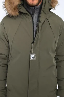 Doudoune semi-longue imperméable avec isolation thermique jusqu'à -20 °C kaki