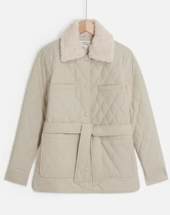 Doudoune Vancouver col fausse fourrure beige