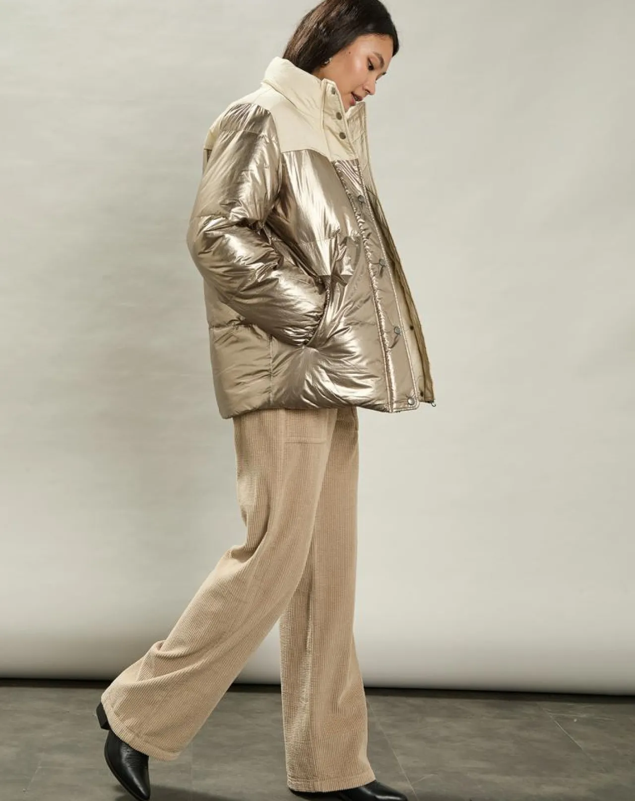 Doudoune Volfy Foil écru/bronze