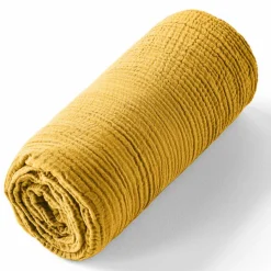 Drap housse 100% Gaze de coton bonnet 30 cm jaune