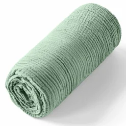 Drap housse 100% Gaze de coton bonnet 30 cm vert