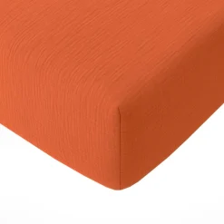 Drap Housse 100% Gaze de Coton Lavé - Bonnet 30 cm safran mineral|safran