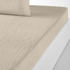 Drap housse 100% Gaze de coton bonnet 30 cm beige