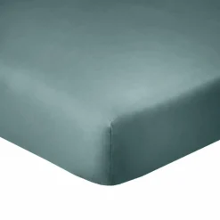 Drap housse en coton bonnet 35 cm bleu canard