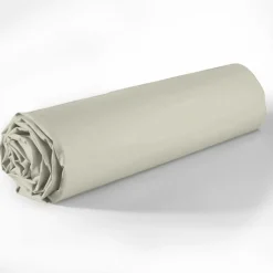 Drap Housse en coton bonnet 35 cm uni grège