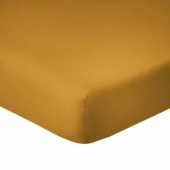Drap housse en coton bonnet 35 cm safran