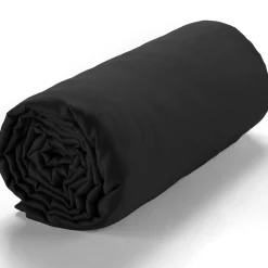 Drap housse satin de coton lavé bonnet 30 cm noir