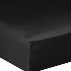 Drap housse satin de coton lavé bonnet 30 cm noir