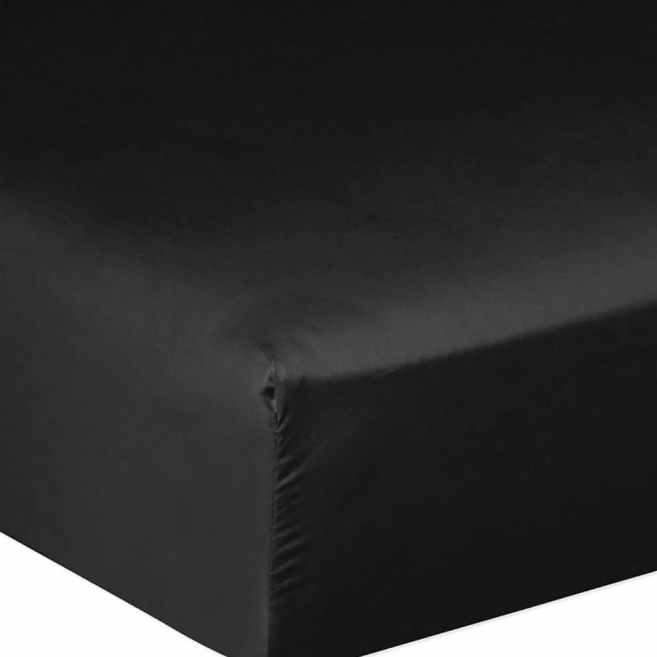 Drap housse satin de coton lavé bonnet 30 cm noir