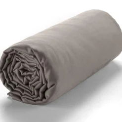 Drap housse satin de coton lavé bonnet 30 cm gris