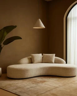 Dune - Canapé arrondi 3 places en tissu beige