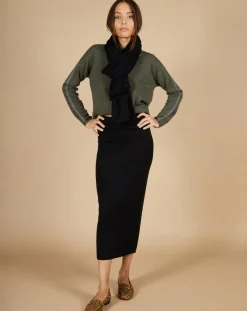 Echarpe 100% Cachemire Cascade noire - 200x70 cm