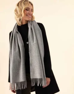 Echarpe 100% Laine Sandra gris chiné - 160x54x10 cm