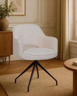 Elba - Chaise en tissu beige et pieds métal