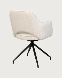 Elba - Chaise en tissu beige et pieds métal