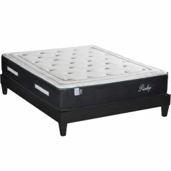 Ensemble Matelas + Sommier en bois Privilège anthracite/blanc - 160x200 cm