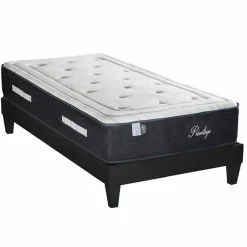 Ensemble Matelas + Sommier en bois Privilège anthracite/blanc - 90x200 cm