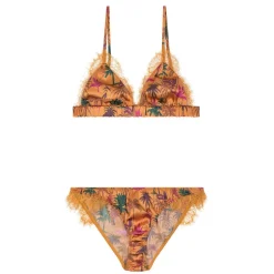 Ensemble soutien-gorge & culotte en Soie mélangée Leanne caramel
