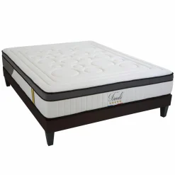Ensemble Tivoli Matelas Mémoire de forme + Sommier Bois blanc/noir - 180x200 cm