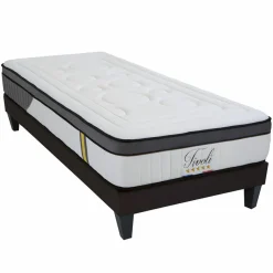 Ensemble Tivoli Matelas Mémoire de forme + Sommier Bois blanc/noir - 90x190 cm