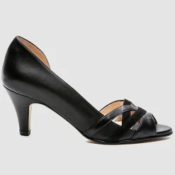 Escarpins en Cuir et Velours de Cuir Laveda noirs - Talon 7 cm