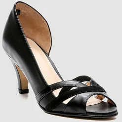 Escarpins en Cuir et Velours de Cuir Laveda noirs - Talon 7 cm