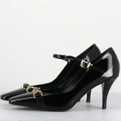 Escarpins en Cuir gela noire - Talon : 7.5cm