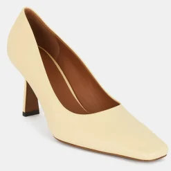 Escarpins en Cuir jaune pâle - Talon 7.5 cm