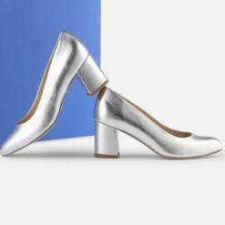 Escarpins en Cuir Wougy argentés - Talon 6 cm