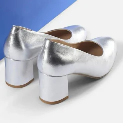 Escarpins en Cuir Wougy argentés - Talon 6 cm
