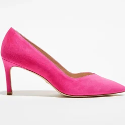 Escarpins en Velours de Cuir Anny 70 fuchsia - Talon 7 cm