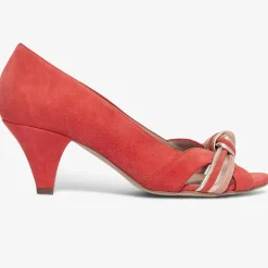 Escarpins en Velours de Cuir Didier rouge orangé - Talon 6 cm
