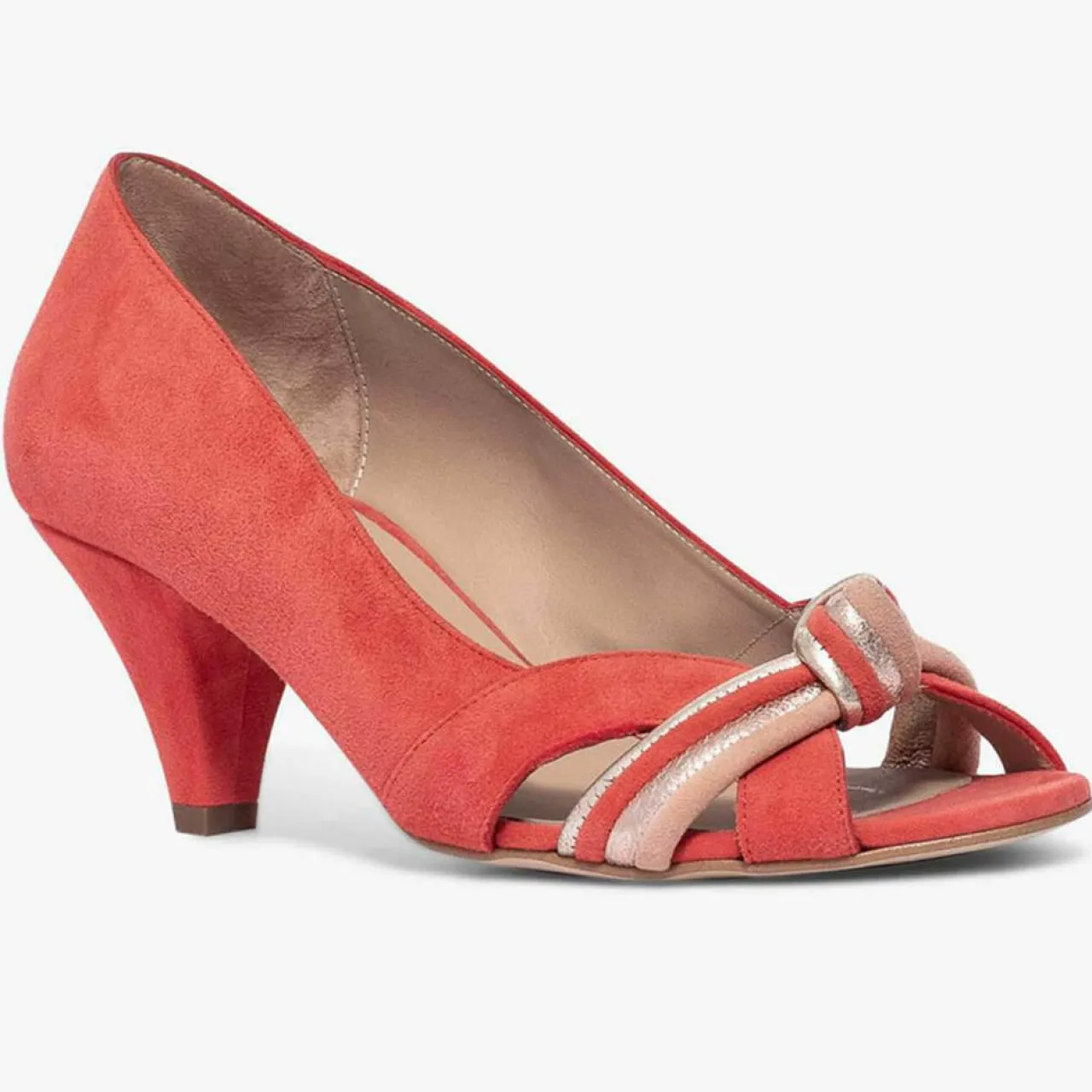 Escarpins en Velours de Cuir Didier rouge orangé - Talon 6 cm