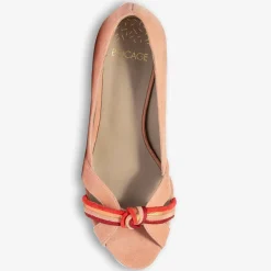 Escarpins en Velours de Cuir Daphne pêche - Talon 6 cm