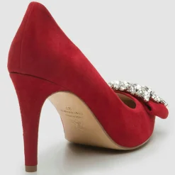 Escarpins en Velours de Cuir Manifika rouges - Talon 9 cm