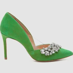 Escarpins en Velours de Cuir Adia verts - Talon 8 cm