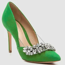 Escarpins en Velours de Cuir Adia verts - Talon 8 cm