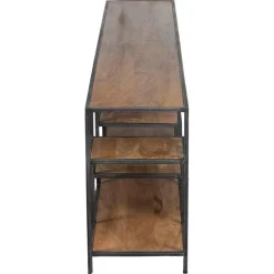 Etagere basse industrielle manguier stockholm naturel ciré - 210x35x60 cm