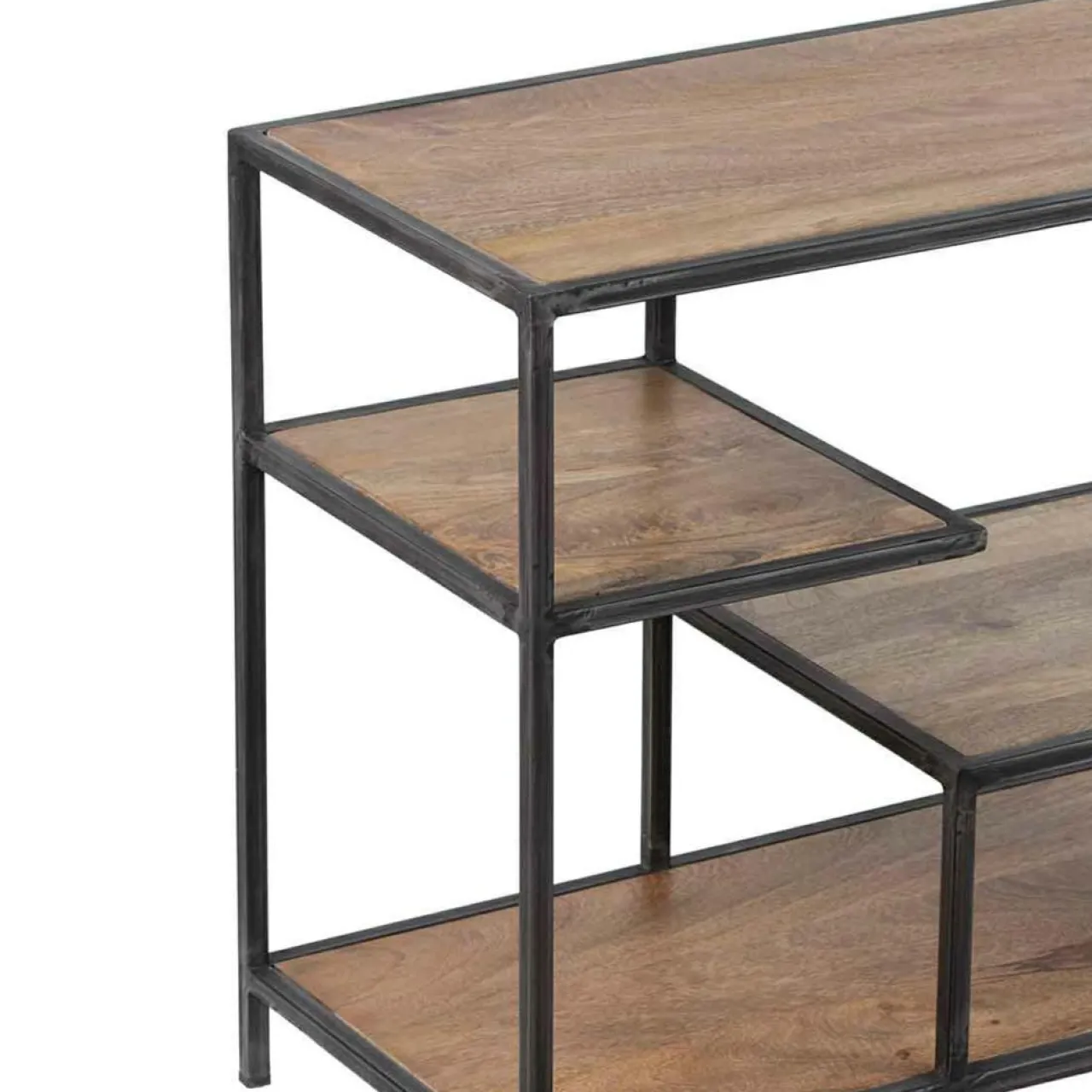 Etagere basse industrielle manguier stockholm naturel ciré - 210x35x60 cm