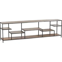 Etagere basse industrielle manguier stockholm naturel ciré - 210x35x60 cm