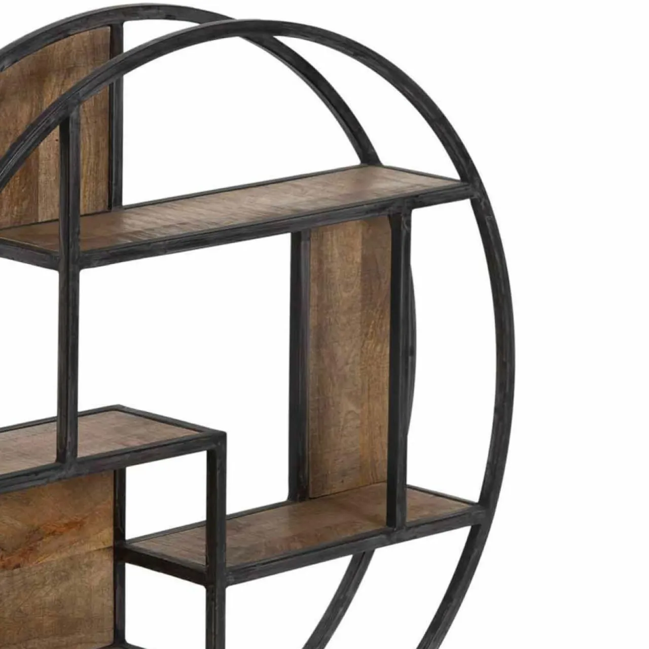 Etagere bois metal ronde manguier stockholm naturel ciré - 80x16x80 cm