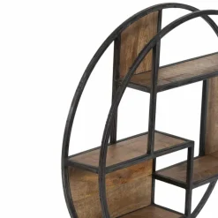 Etagere bois metal ronde manguier stockholm naturel ciré - 80x16x80 cm