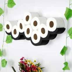 Etagère papier toilette wc018 noire - 62x9x16 cm