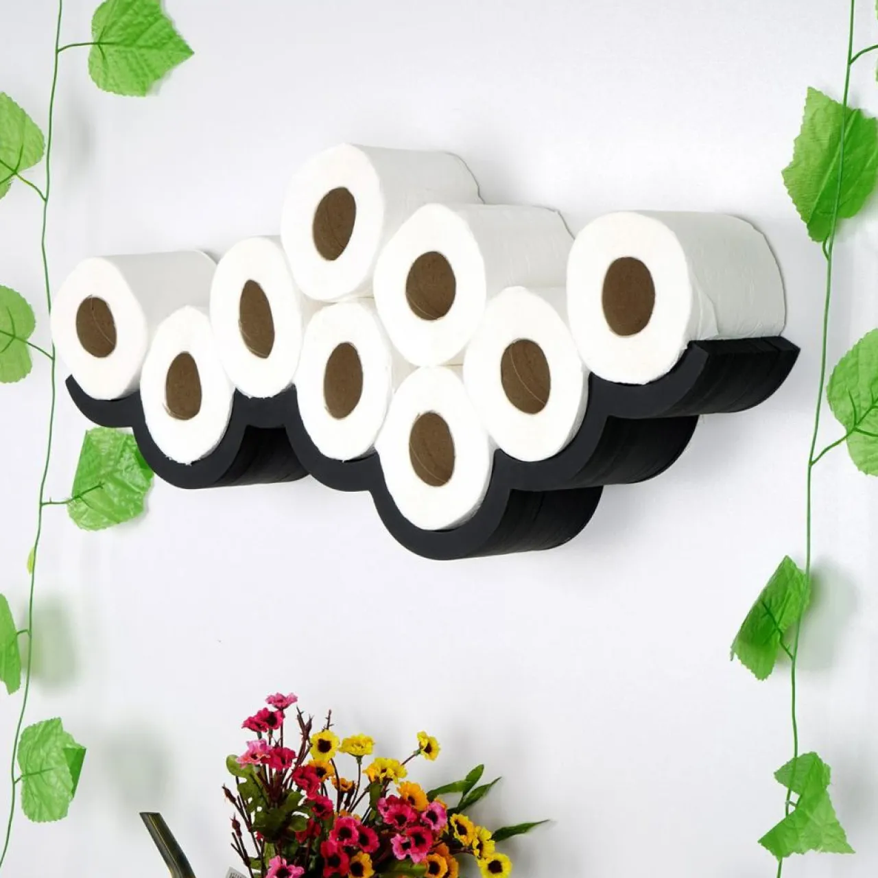 Etagère papier toilette wc018 noire - 62x9x16 cm